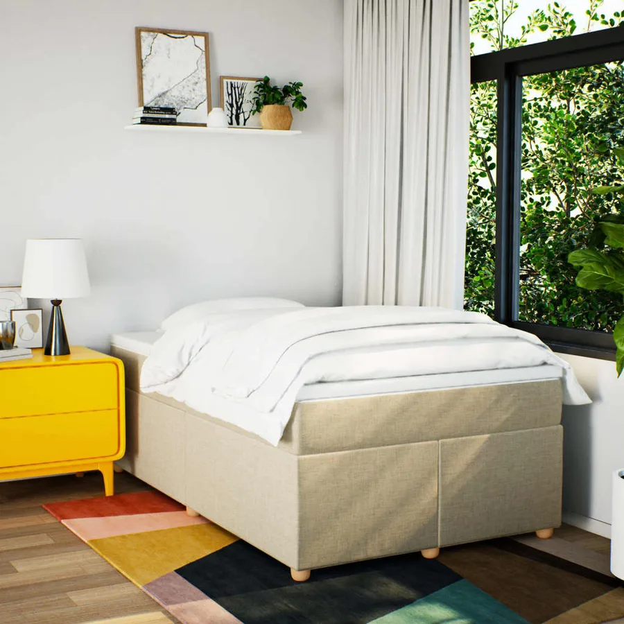 Sommier à lattes de lit avec matelas Crème 120x200 cm Tissu - 3