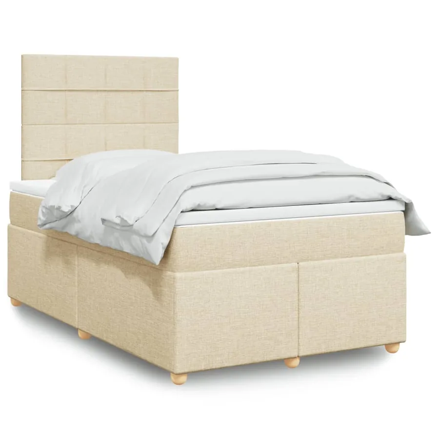 Sommier à lattes de lit avec matelas Crème 120x200 cm Tissu