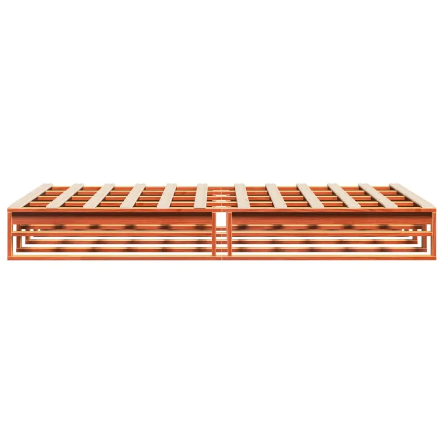 Cadre de lit sans matelas cire marron 150x200cm bois pin massif - 5