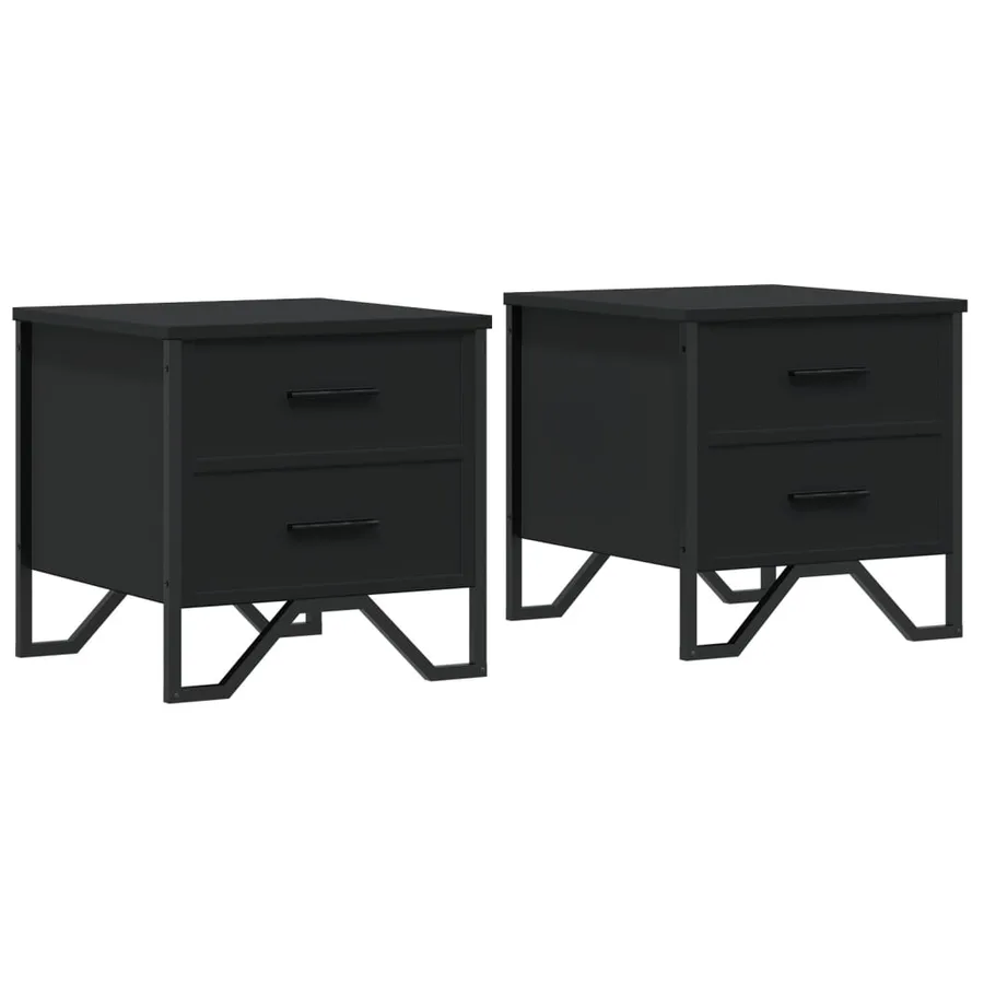 Tables de chevet 2 pcs noir 40x41x40 cm bois d'ingénierie - 2