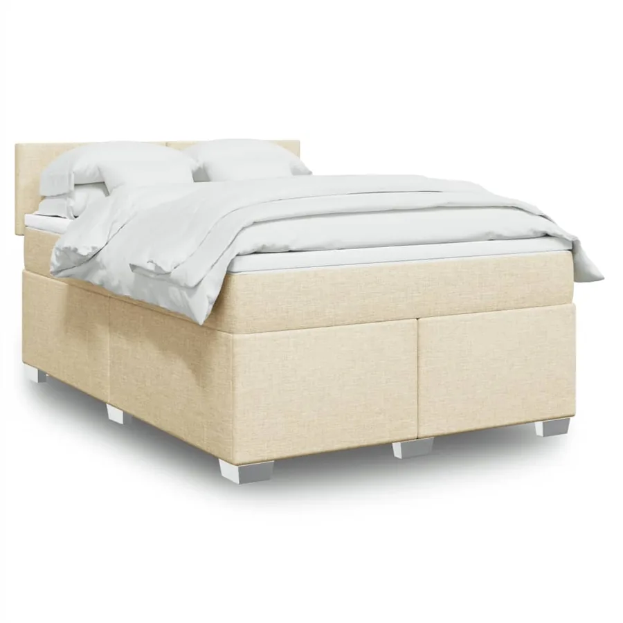 Sommier à lattes de lit avec matelas Crème 140x190 cm Tissu