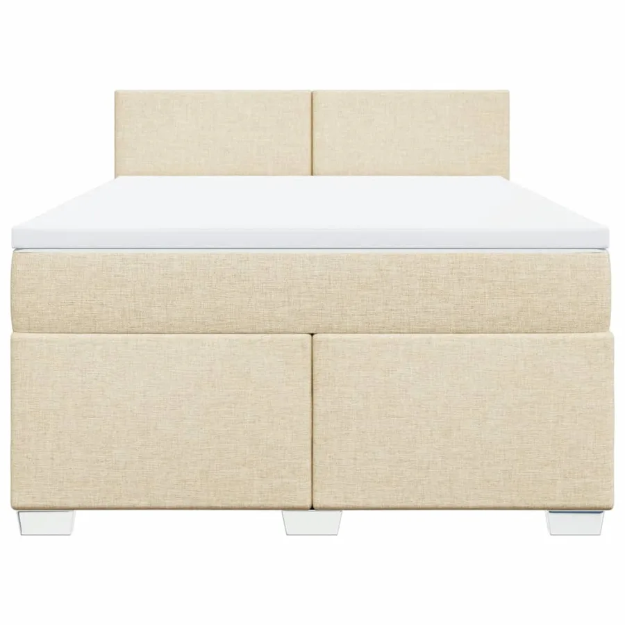 Sommier à lattes de lit avec matelas Crème 140x190 cm Tissu - 6