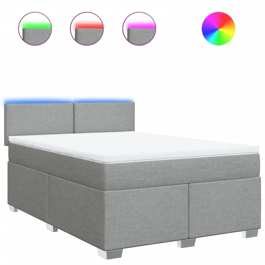 Sommier à lattes de lit avec matelas Gris clair 140x190cm Tissu - 2
