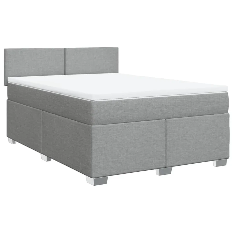 Sommier à lattes de lit avec matelas Gris clair 140x190cm Tissu - 3