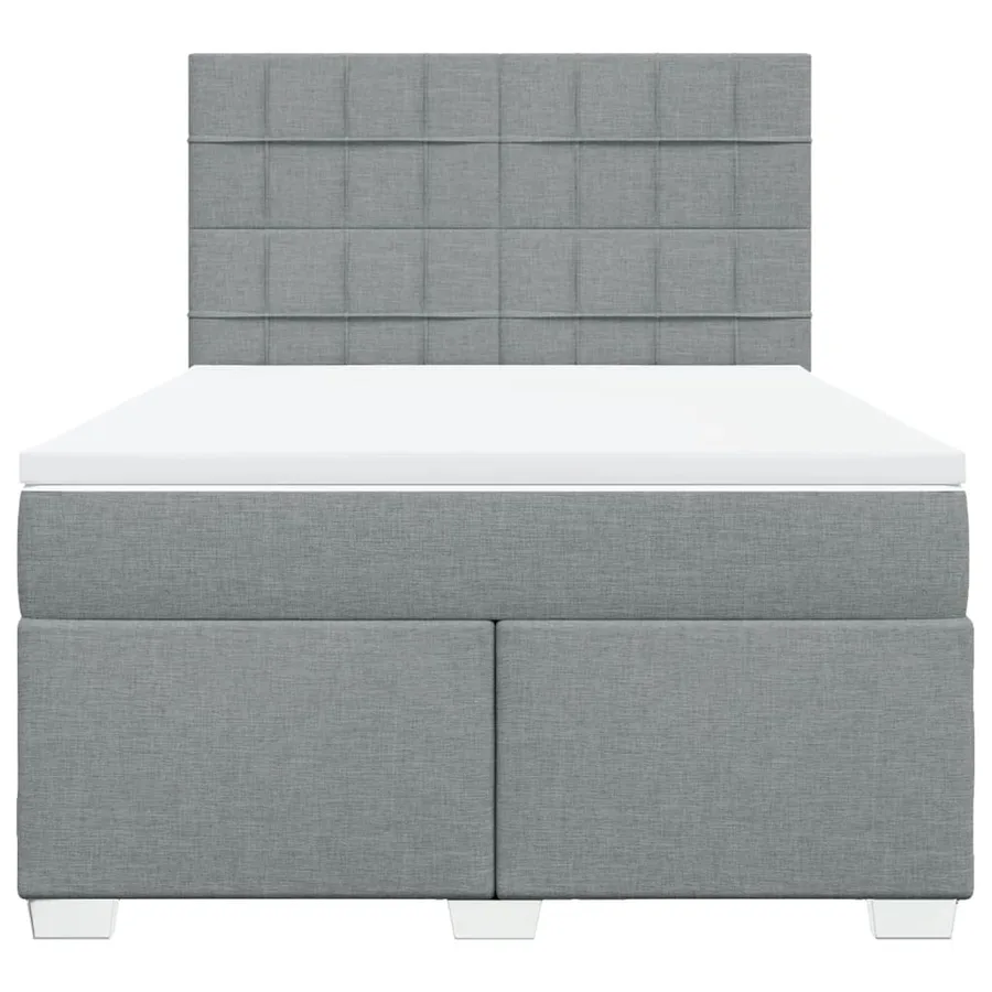 Sommier à lattes de lit avec matelas Gris clair 140x190cm Tissu - 4