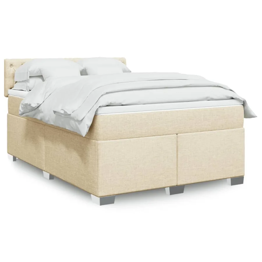Sommier à lattes de lit avec matelas Crème 140x190 cm Tissu