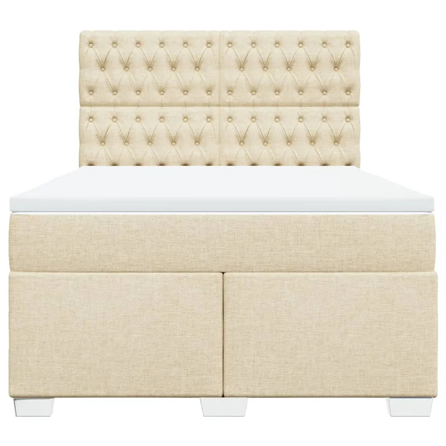 Sommier à lattes de lit avec matelas Crème 140x190 cm Tissu - 4