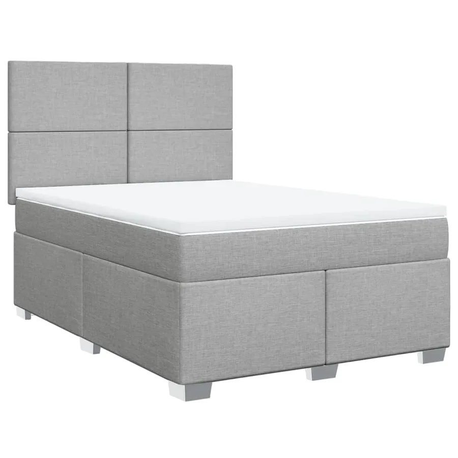 Sommier à lattes de lit avec matelas Gris clair 140x190cm Tissu - 2
