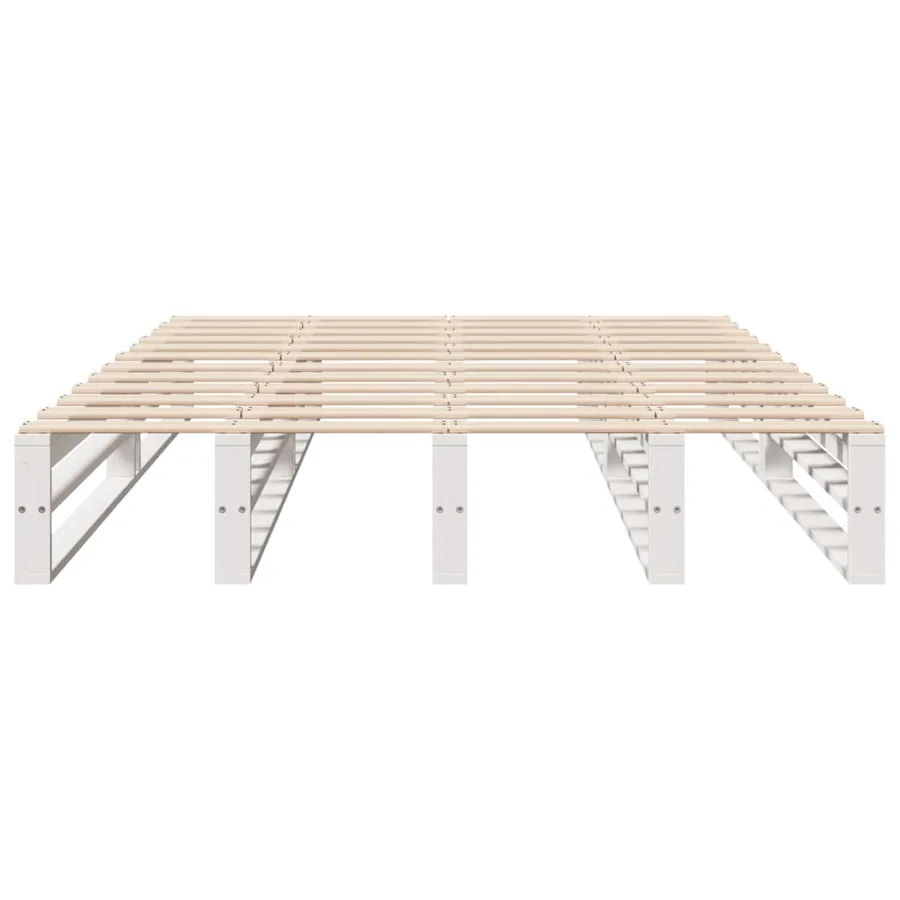 Cadre de lit sans matelas blanc 140x190 cm bois de pin massif - 4