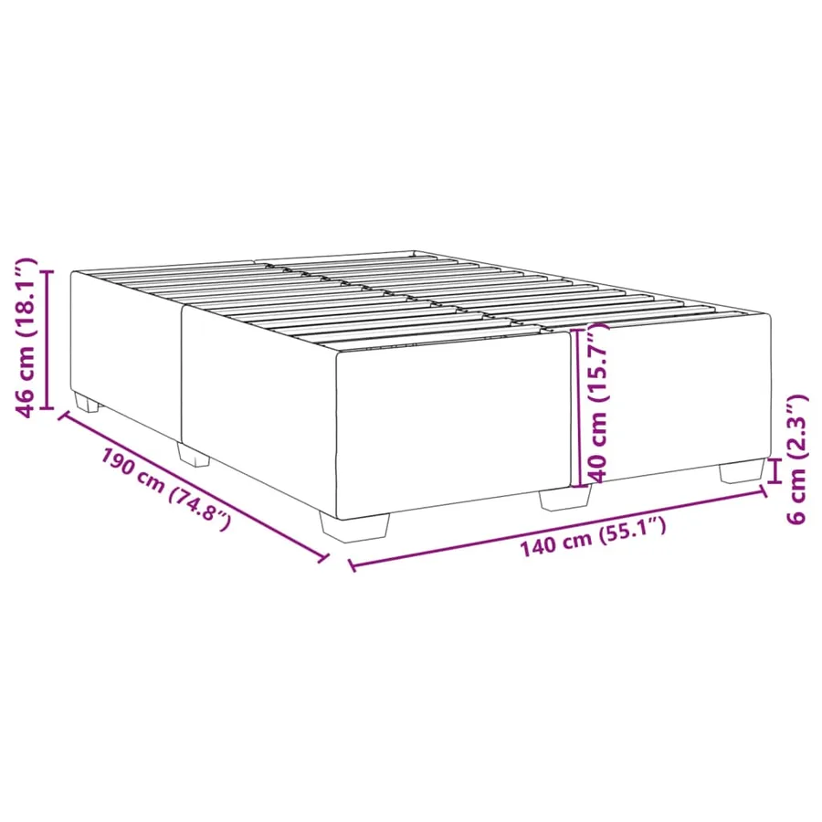 Cadre de lit sans matelas gris clair 140x190 cm tissu - 9