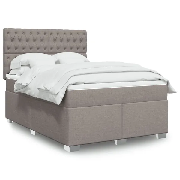 Sommier à lattes de lit avec matelas Taupe 140x190 cm Tissu