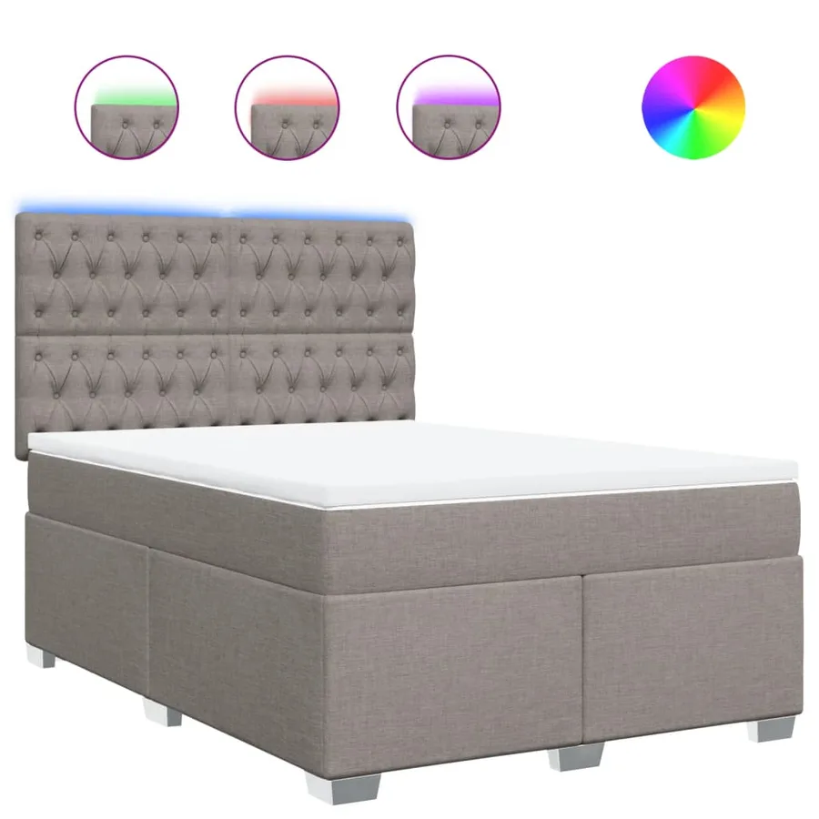 Sommier à lattes de lit avec matelas Taupe 140x190 cm Tissu - 2