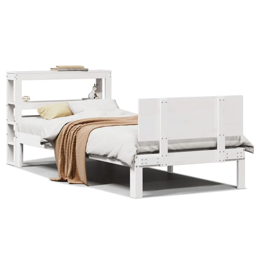Cadre de lit avec tête de lit sans matelas blanc 90x200 cm - 2
