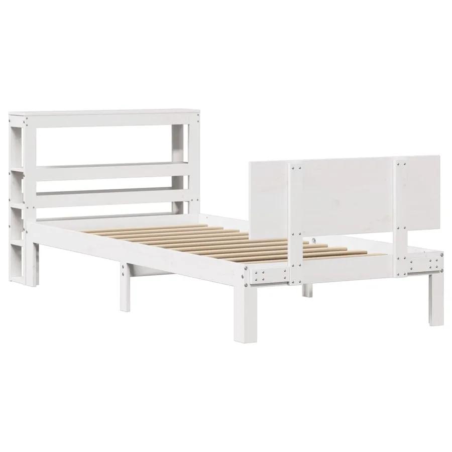 Cadre de lit avec tête de lit sans matelas blanc 90x200 cm - 3