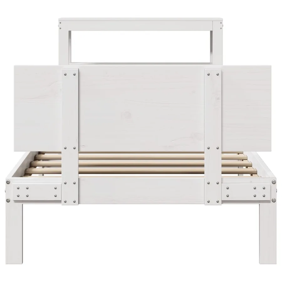 Cadre de lit avec tête de lit sans matelas blanc 90x200 cm - 4