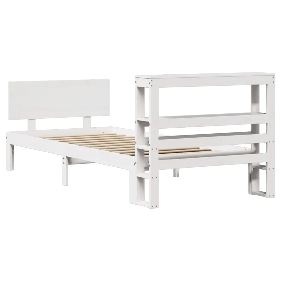 Cadre de lit avec tête de lit sans matelas blanc 90x200 cm - 6