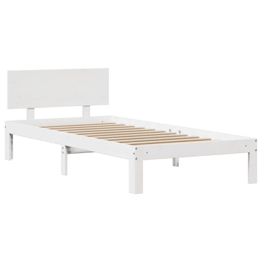 Cadre de lit avec tête de lit sans matelas blanc 90x200 cm - 7