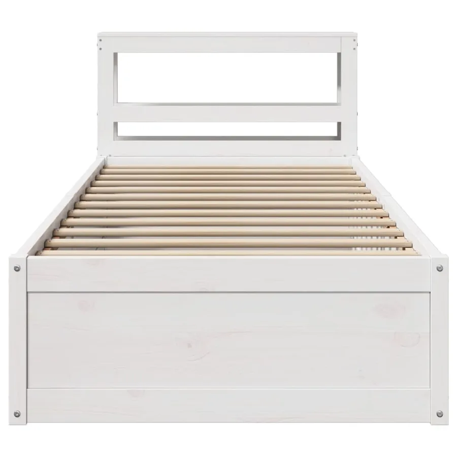 Cadre de lit avec tête de lit blanc 90x190cm bois de pin massif - 4