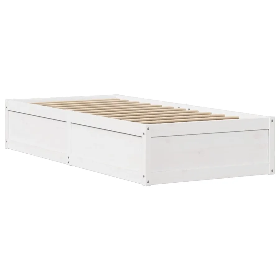 Cadre de lit avec tête de lit blanc 90x190cm bois de pin massif - 5
