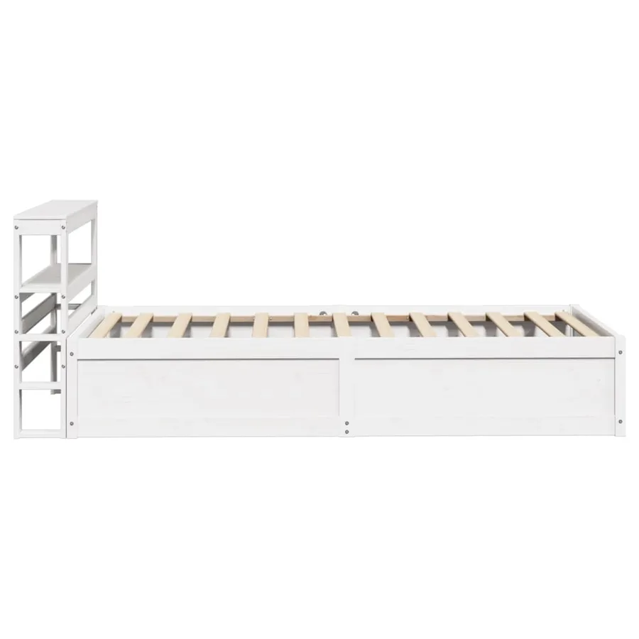 Cadre de lit avec tête de lit blanc 90x190cm bois de pin massif - 7