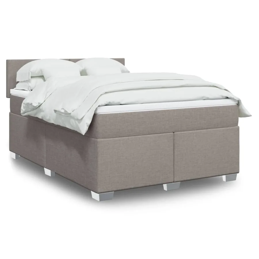 Sommier à lattes de lit avec matelas Taupe 140x190 cm Tissu