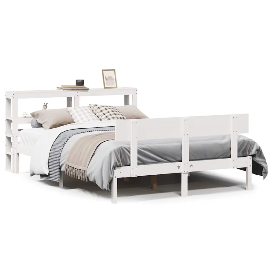 Cadre de lit sans matelas blanc 120x200 cm bois de pin massif - 2