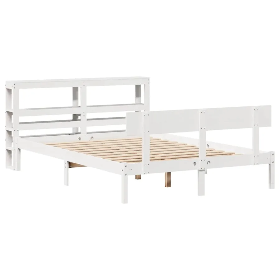 Cadre de lit sans matelas blanc 120x200 cm bois de pin massif - 3