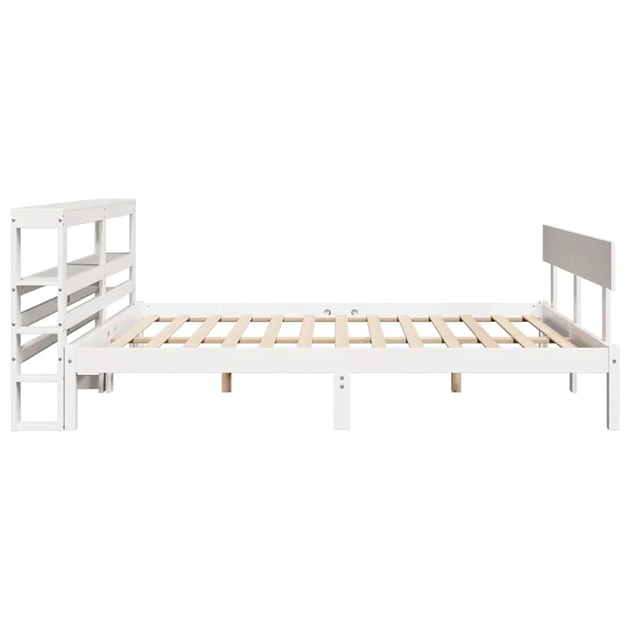 Cadre de lit sans matelas blanc 120x200 cm bois de pin massif - 5