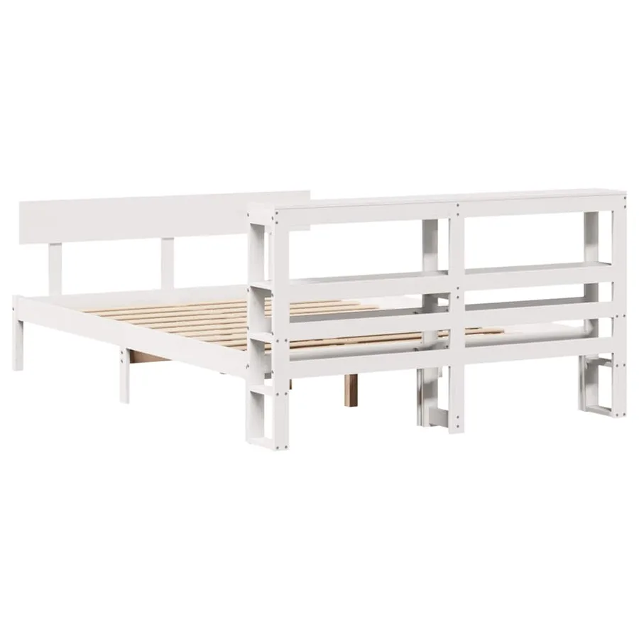 Cadre de lit sans matelas blanc 120x200 cm bois de pin massif - 6