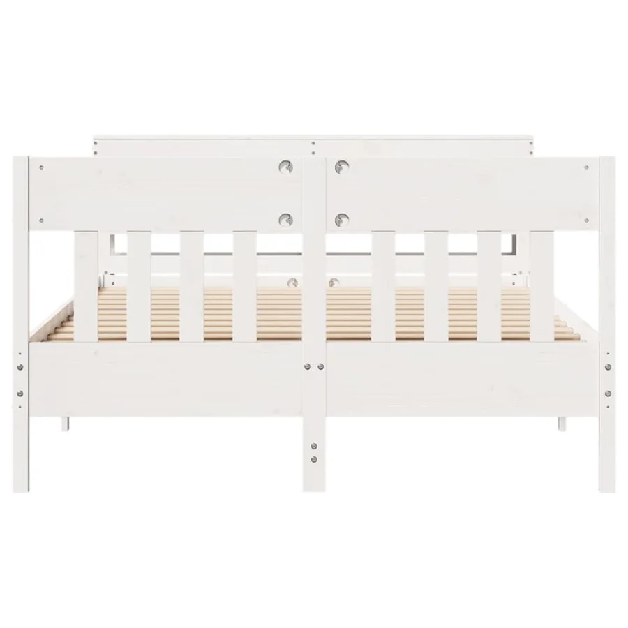 Cadre de lit sans matelas blanc 120x200 cm bois de pin massif - 4