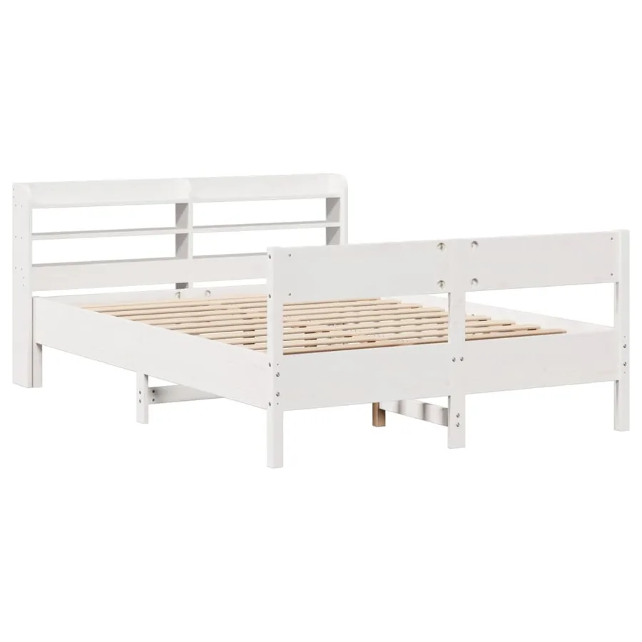 Cadre de lit sans matelas blanc 150x200 cm bois de pin massif - 3