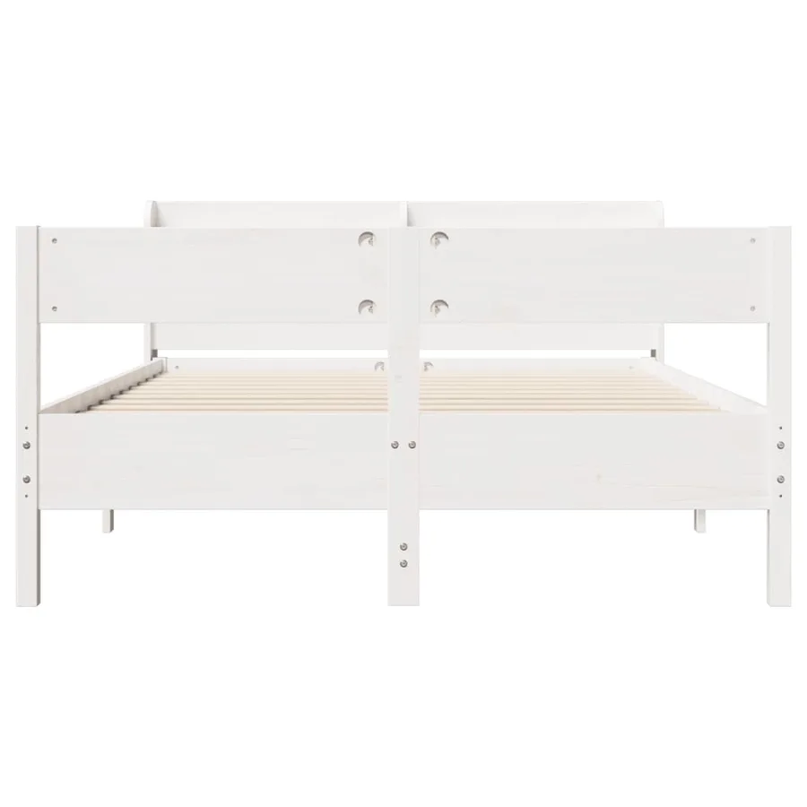 Cadre de lit sans matelas blanc 150x200 cm bois de pin massif - 4