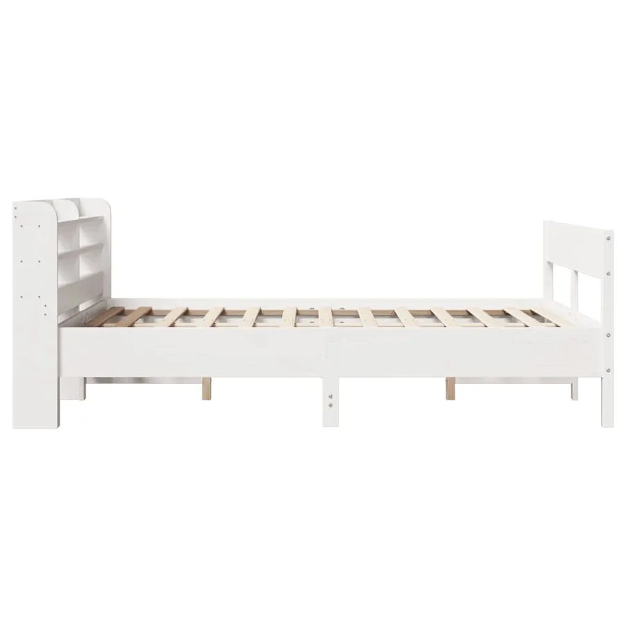 Cadre de lit sans matelas blanc 150x200 cm bois de pin massif - 5
