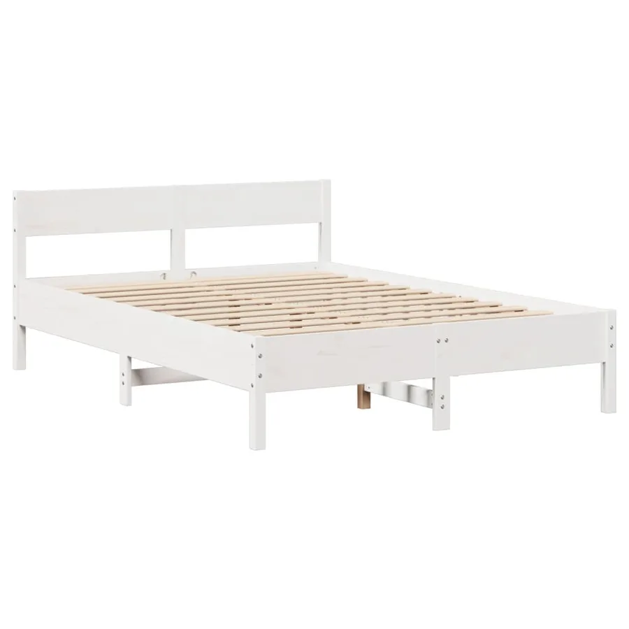 Cadre de lit sans matelas blanc 150x200 cm bois de pin massif - 7