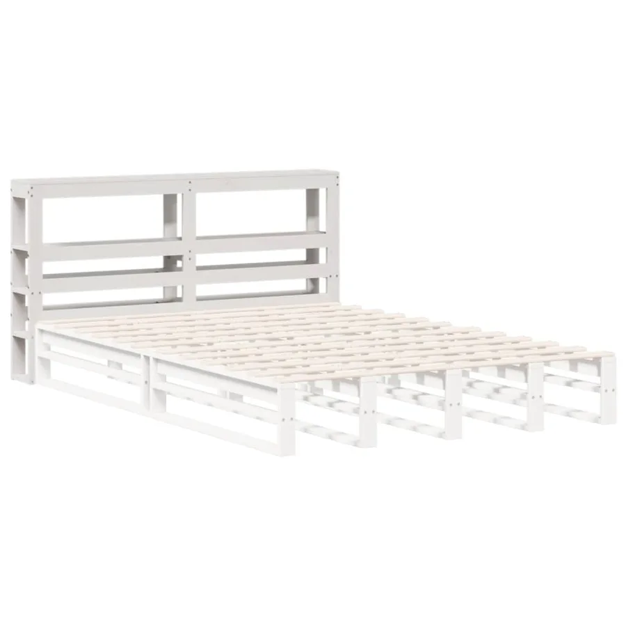 Tête de lit avec étagères blanc 160 cm bois massif de pin - 4