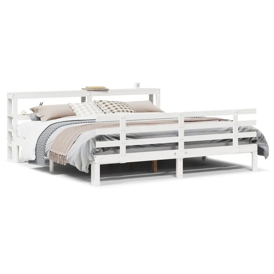 Cadre de lit avec tête de lit sans matelas blanc 180x200 cm - 2