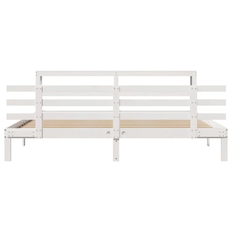 Cadre de lit avec tête de lit sans matelas blanc 180x200 cm - 4