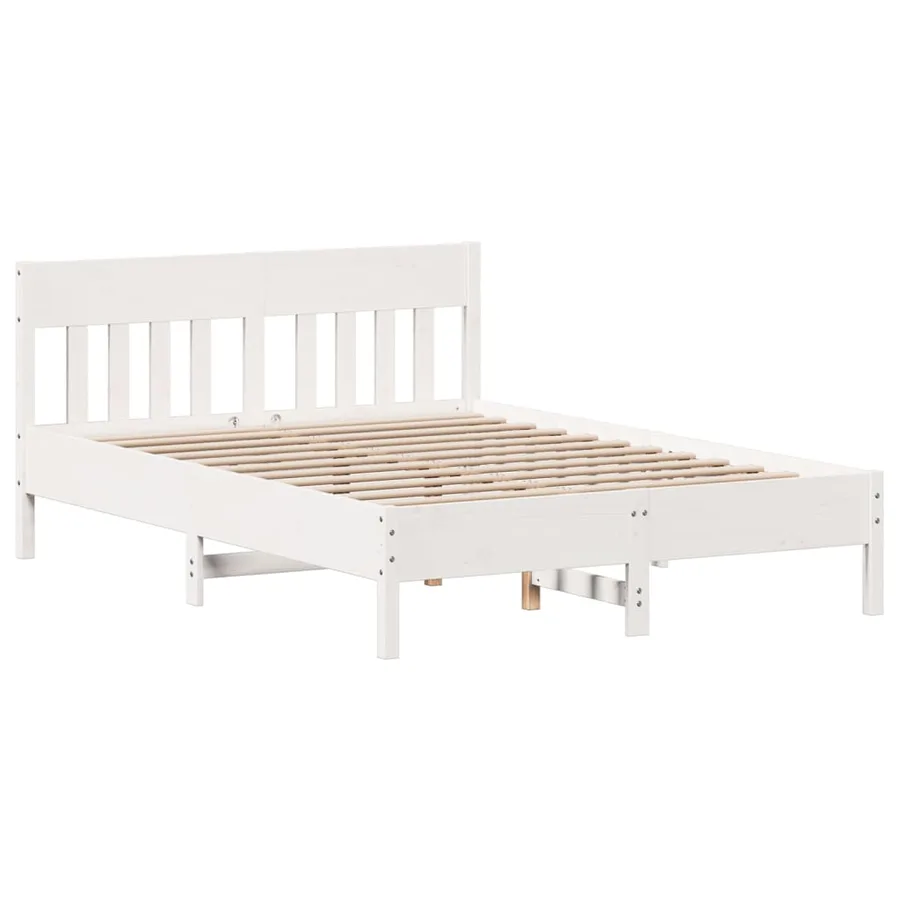 Cadre de lit sans matelas blanc 140x190 cm bois de pin massif - 7