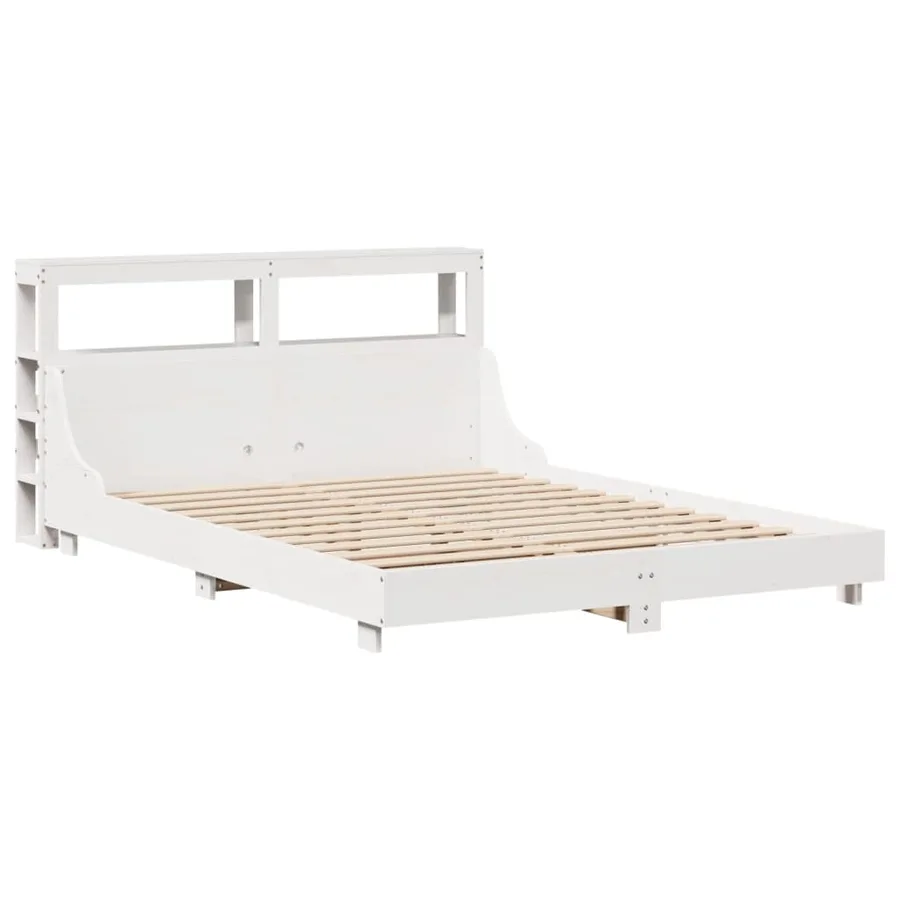Cadre de lit sans matelas blanc 160x200 cm bois de pin massif - 3