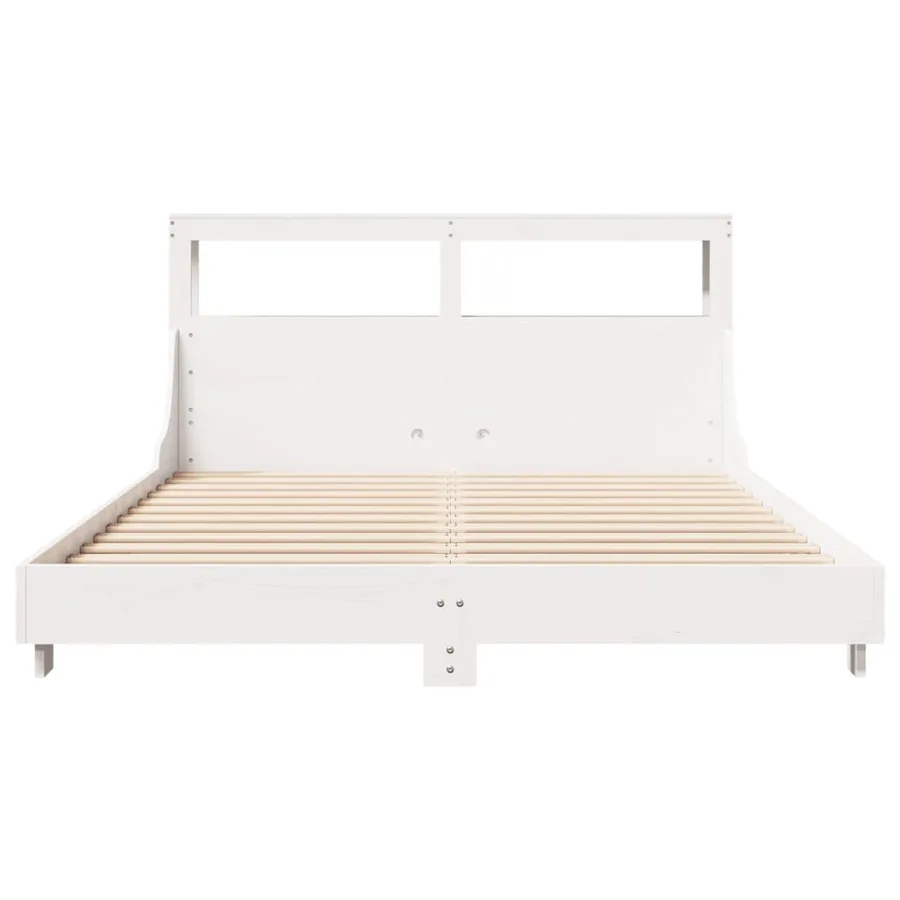 Cadre de lit sans matelas blanc 160x200 cm bois de pin massif - 4