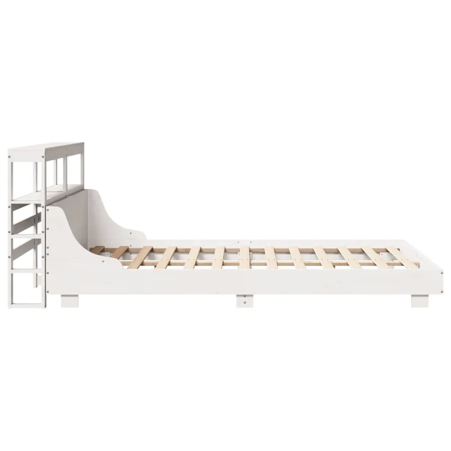 Cadre de lit sans matelas blanc 160x200 cm bois de pin massif - 5
