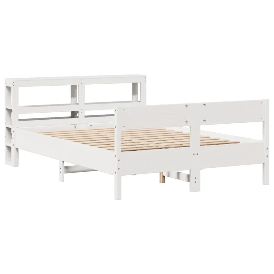 Cadre de lit sans matelas blanc 135x190 cm bois de pin massif - 3
