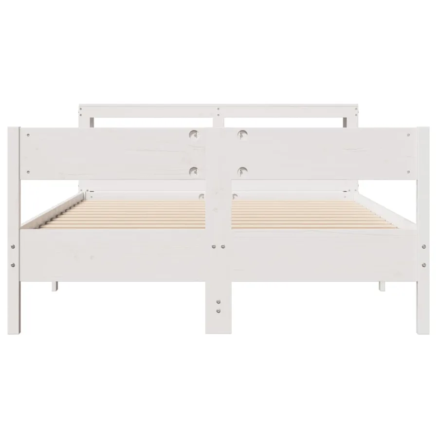 Cadre de lit sans matelas blanc 135x190 cm bois de pin massif - 4