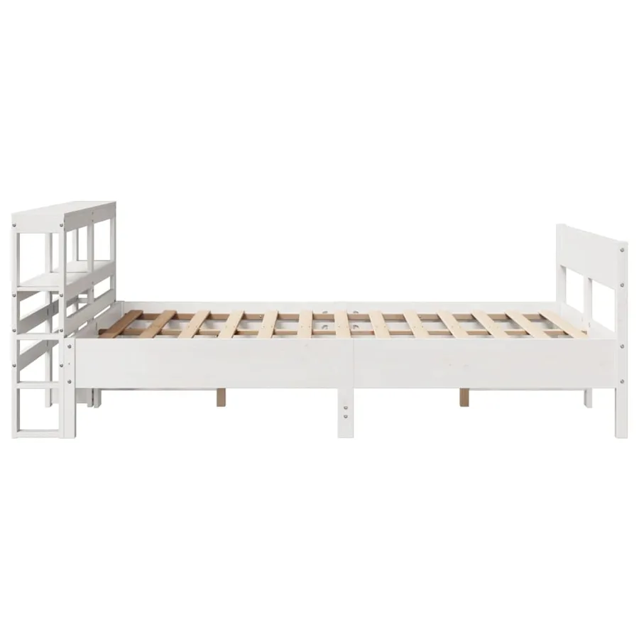 Cadre de lit sans matelas blanc 135x190 cm bois de pin massif - 5