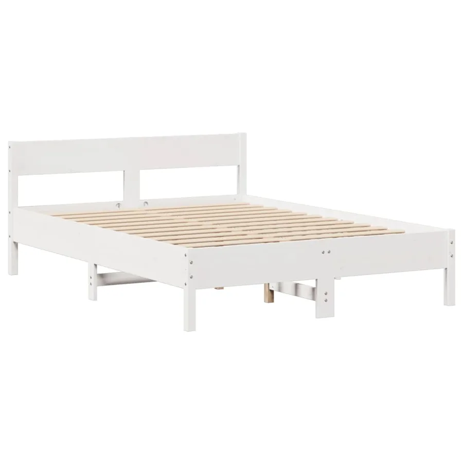 Cadre de lit sans matelas blanc 135x190 cm bois de pin massif - 7