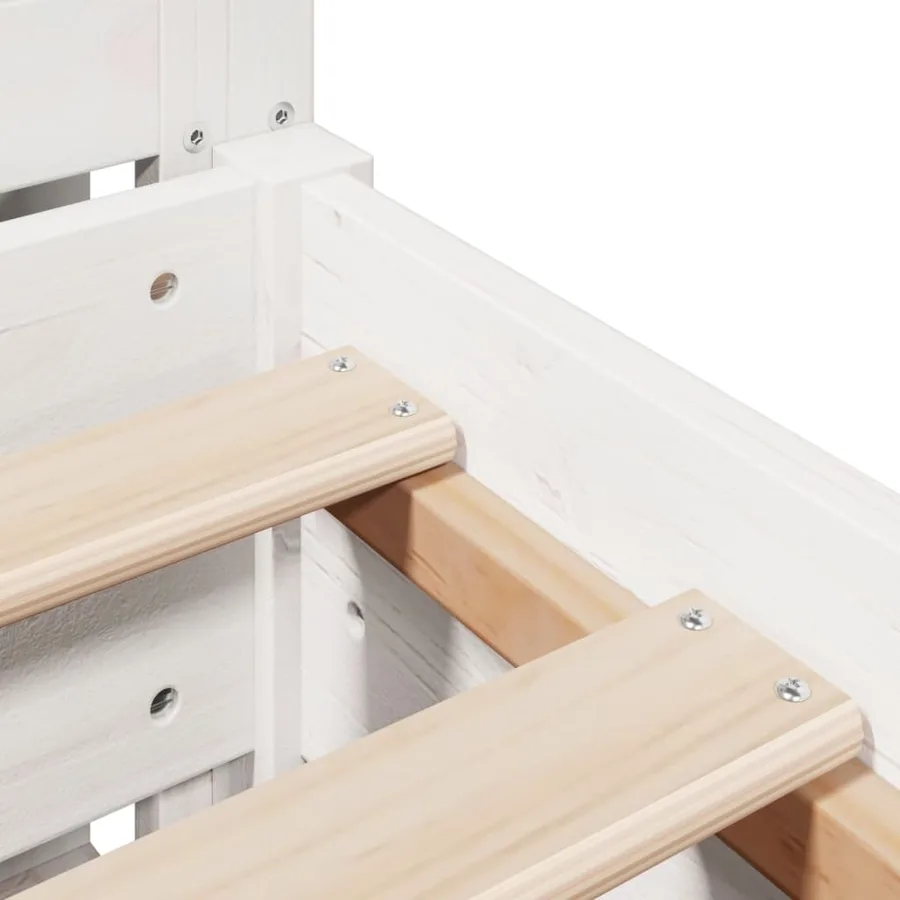 Cadre de lit sans matelas blanc 135x190 cm bois de pin massif - 9