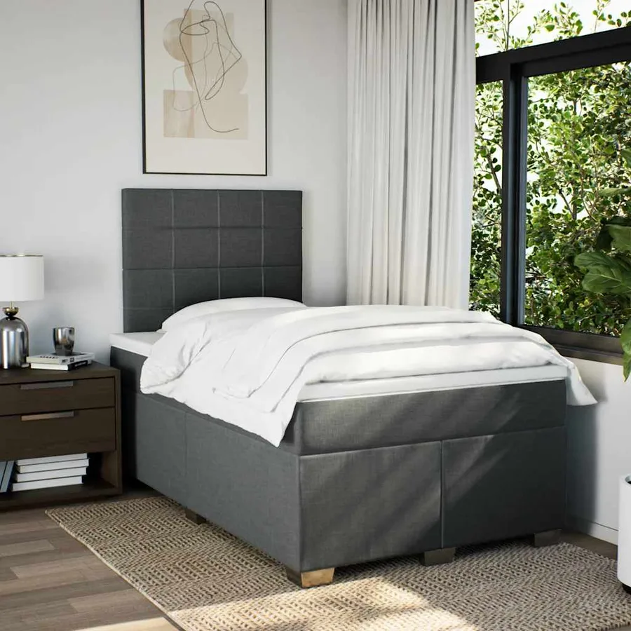 Sommier à lattes de lit avec matelas Gris foncé 120x200cm Tissu - 4