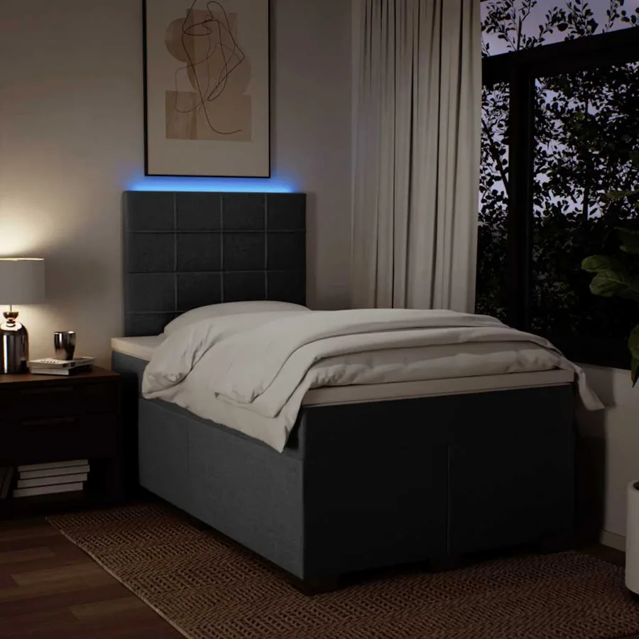 Sommier à lattes de lit avec matelas Gris foncé 120x200cm Tissu - 5