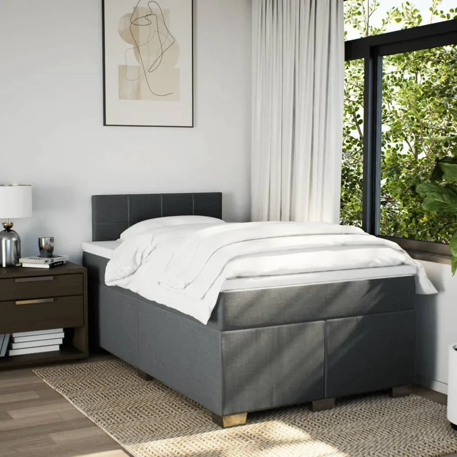 Sommier à lattes de lit avec matelas Gris foncé 120x200cm Tissu - 3