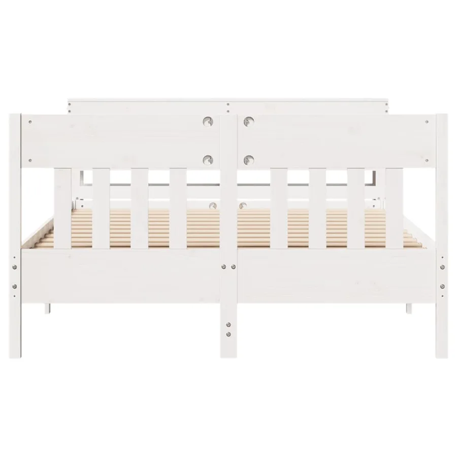 Cadre de lit sans matelas blanc 135x190 cm bois de pin massif - 4
